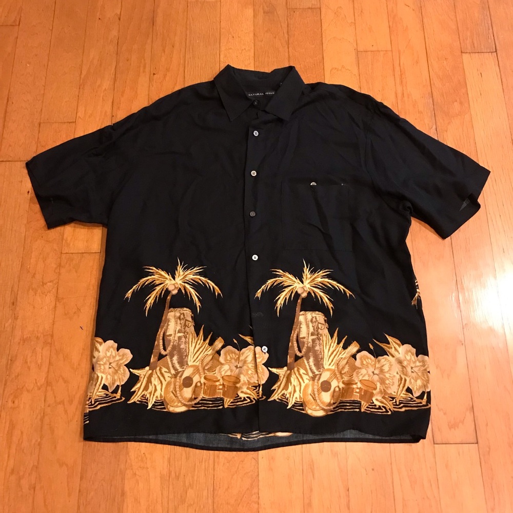 Men’s Hawaiian Button Down Shirt Natural Issue